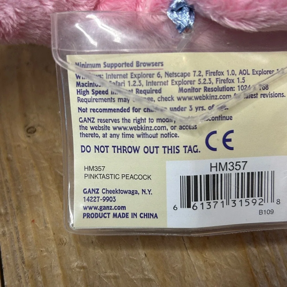 Ganz Webkinz Pinktastic Peacock Plush Pink Purple Bird HM357 Retired NWT